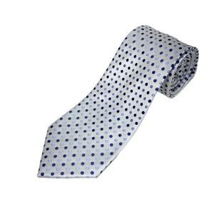 Geoffrey Beene Blue Polka-Dot White Silk Tie